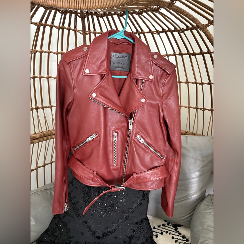 All Saints Balfern Leather Jacket in Rust - US 6
